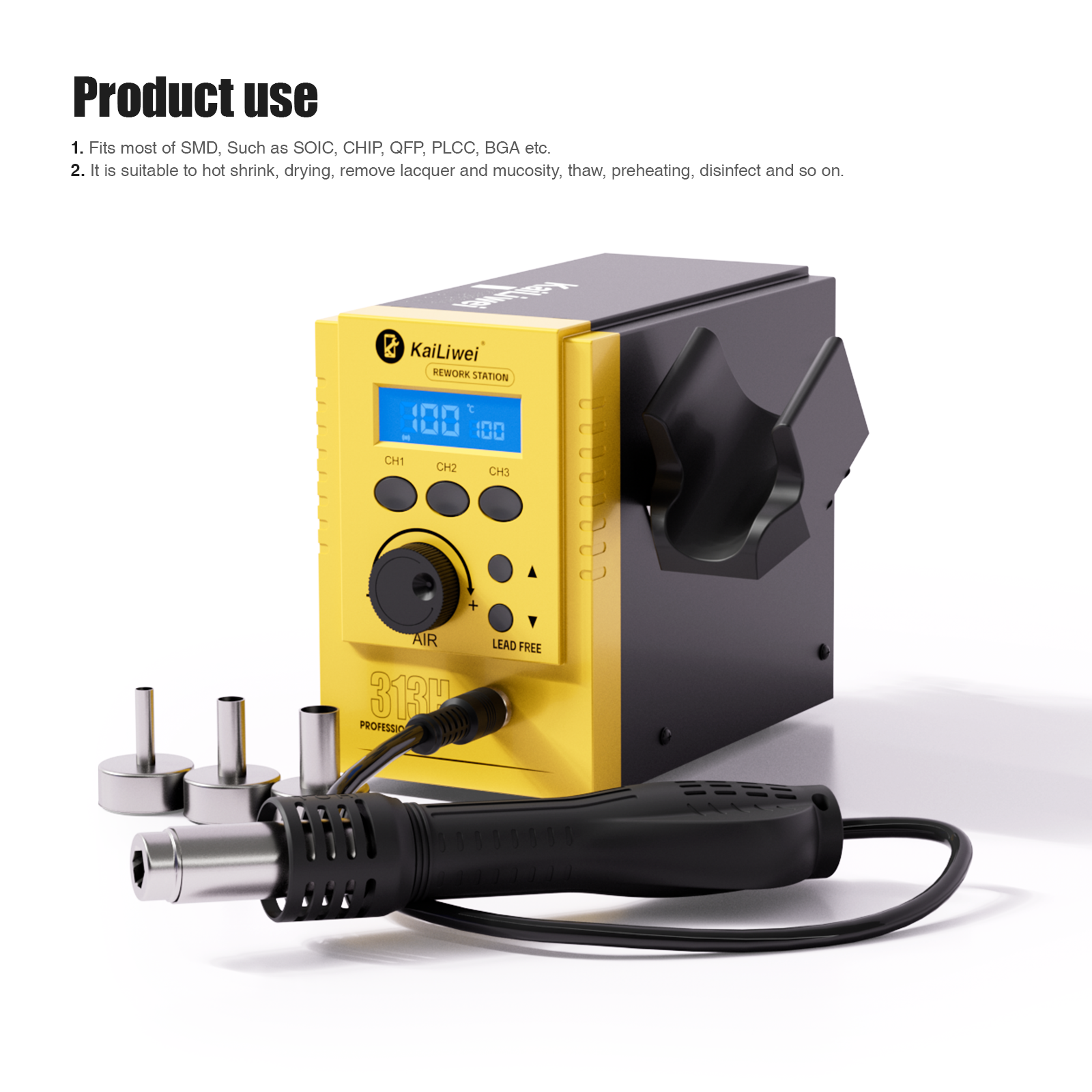 Kailiwei 700W 220V BGA Station Electronic Soldering Digital Adjustable Hot Air Gun Station Table Rework Solder Maintenance Heat Gun