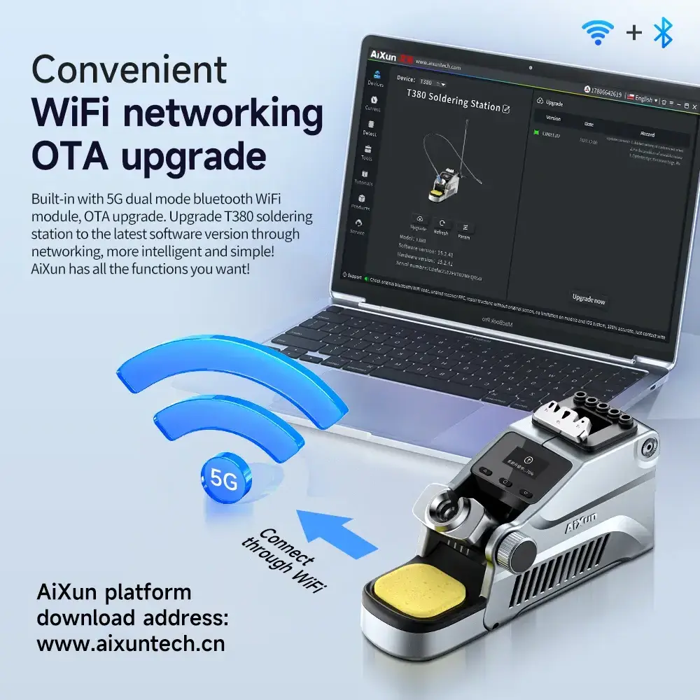 AIXUN T380 Smart Soldering Station 2600mAh Support T210/T15 Handle Rapid Welding Rework Station Mobile Phone SMD BGA PCB Repair