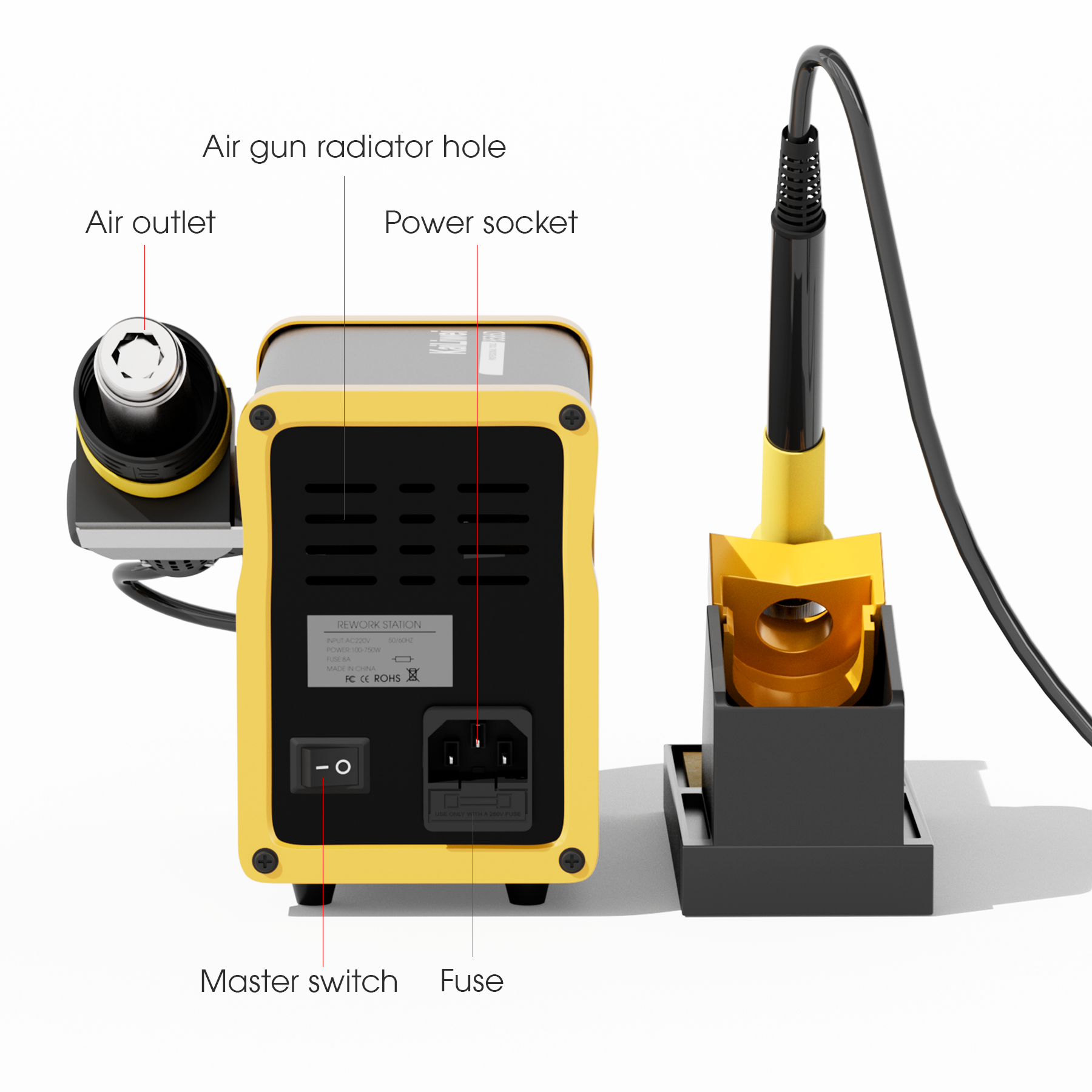 Kailiwei 750W Led Display Rework Solder Iron Digital 2 In 1 Hot Air Gun Welding Soldering Station For Mobile Phone Repair