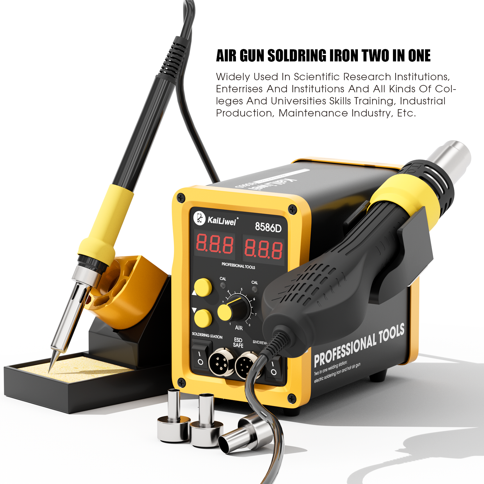 Kailiwei 750W Led Display Rework Solder Iron Digital 2 In 1 Hot Air Gun Welding Soldering Station For Mobile Phone Repair