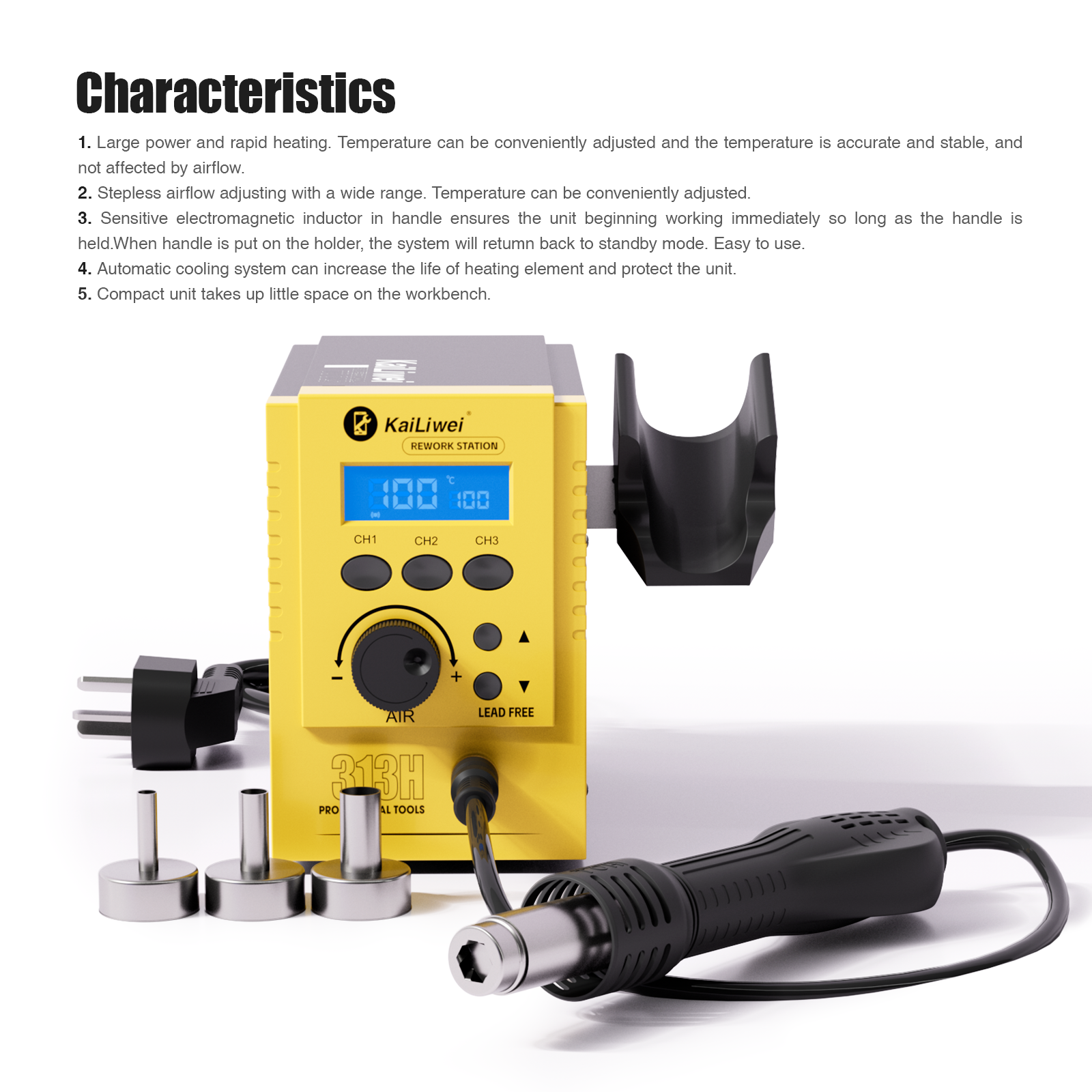 Kailiwei 700W 220V BGA Station Electronic Soldering Digital Adjustable Hot Air Gun Station Table Rework Solder Maintenance Heat Gun