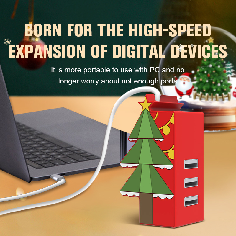 Custom Christmas gifts OEM 3 Ports Usb Docking Station 3 In 1 2.0 Mini Adapter Laptop Usb Hubs