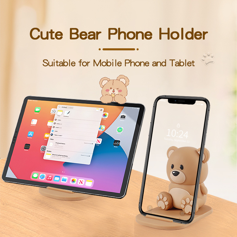 Beanlieve Adjustable Desk Bedside Video Cartoon Cute Cellphone Stand Bear Mobile Phone Holder