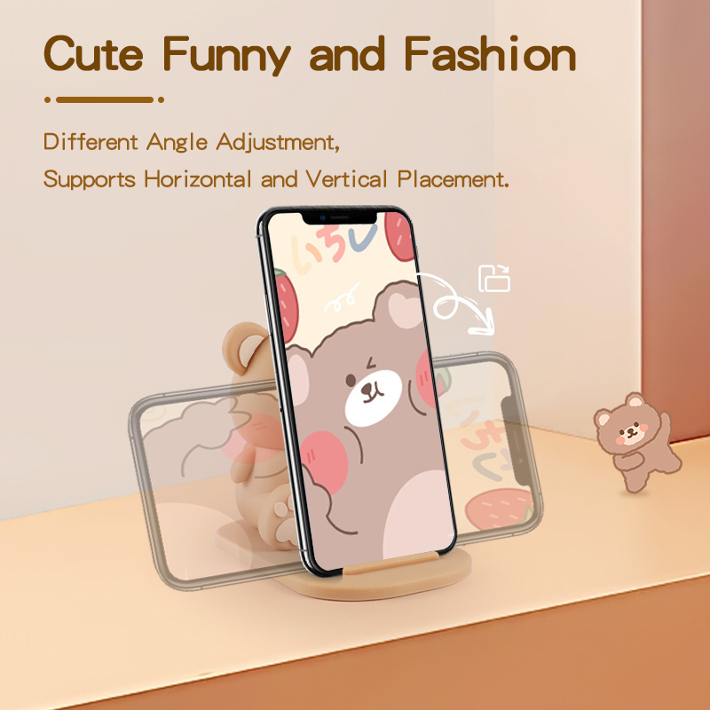 Beanlieve Adjustable Desk Bedside Video Cartoon Cute Cellphone Stand Bear Mobile Phone Holder