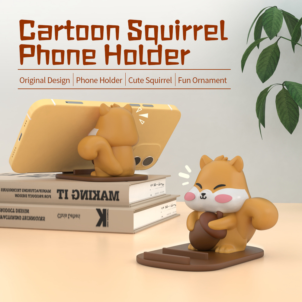 Animal Cartoon Cute Cellphone Phone Stand Squirrel Design 3D Mobile Phone Holder