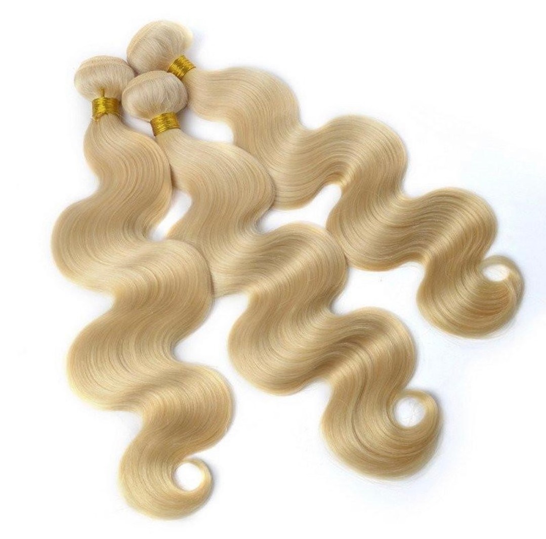 Wholesale Russian Free Sample Raw Human Hair Weft Extensions Curly Lace Closure 613 Blonde Bundles With Frontal Hair Weave