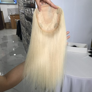 Mono Lace Fish Net Hair Toppers European Human Hair Ash Blonde Mono Fishnet Integration Net Hair Piece Topper For Women