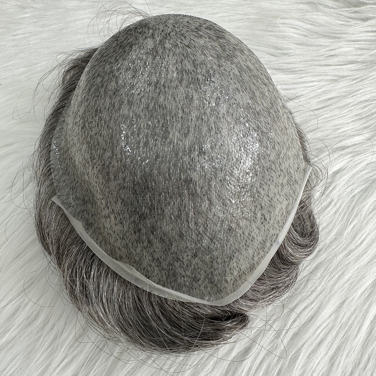 Hot Selling PU Skin Based Man Wigs 1B65 Black With Grey Human Hair Replacement Systems Mens Hairpieces Wholesale Toupee For Men