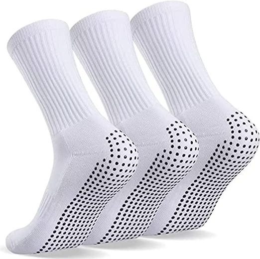 LONGNA Pilates Yoga Non Slip Women Socks Anti Slip Men Grip Soccer Mid-Calf Socks