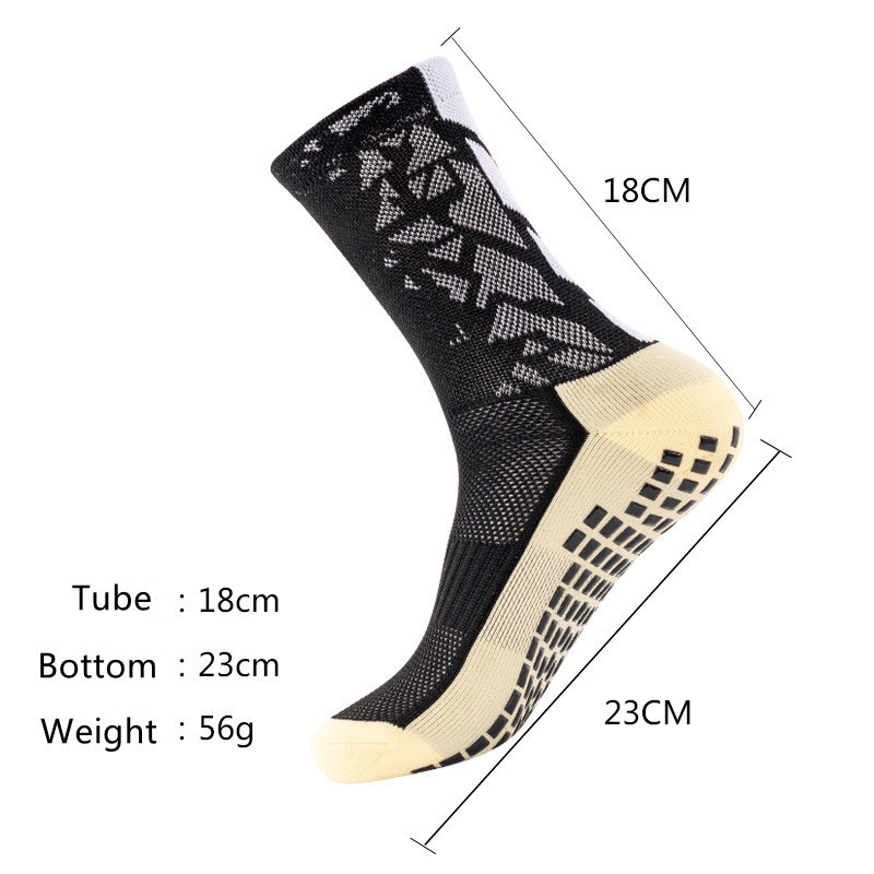 Mid length custom glue anti slip socks towel bottom sweat absorption breathability grip socks football