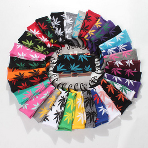 Custom logo design comfortable cotton knit mens street wear leaf hip hop sports colorful weed socks