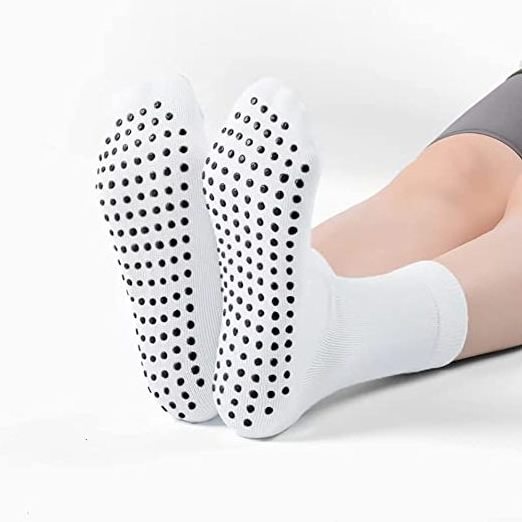 LONGNA Pilates Yoga Non Slip Women Socks Anti Slip Men Grip Soccer Mid-Calf Socks