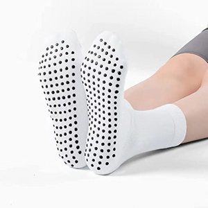 LONGNA Pilates Yoga Non Slip Women Socks Anti Slip Men Grip Soccer Mid-Calf Socks