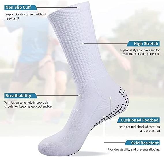 LONGNA Pilates Yoga Non Slip Women Socks Anti Slip Men Grip Soccer Mid-Calf Socks