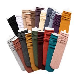 8 Colors cotton velvet summer thin japanese scrunch loose women slouch socks