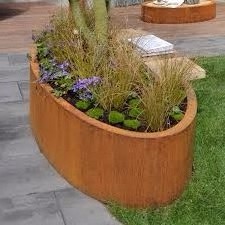 Large decorative flower pots metallic series corten steel planter box corten steel large flower pots