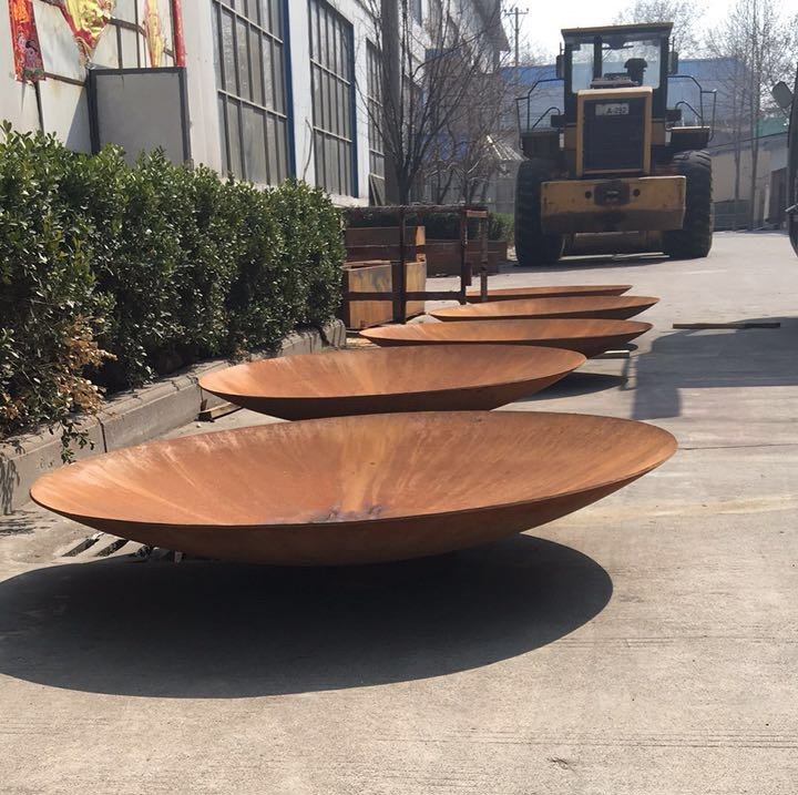 Outdoor wood and gas rusty corten firepit /corten firebowl