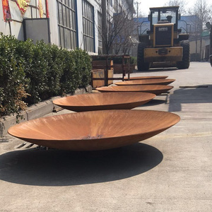 Outdoor wood and gas rusty corten firepit /corten firebowl