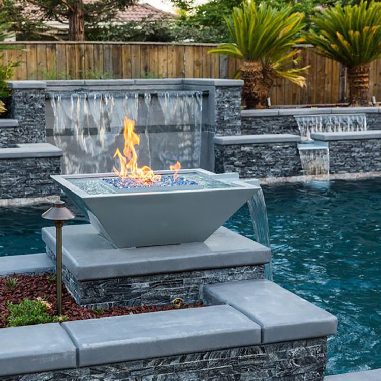 High Quality metal Fire bowl Patio Fire Pit water fountain waterfall for pool corten steel water fountain gas fire pit