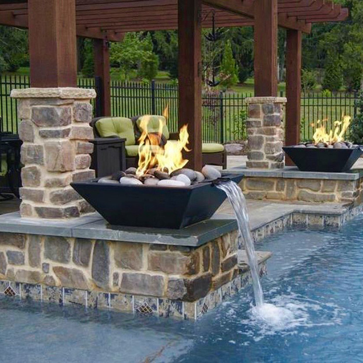 High Quality metal Fire bowl Patio Fire Pit water fountain waterfall for pool corten steel water fountain gas fire pit