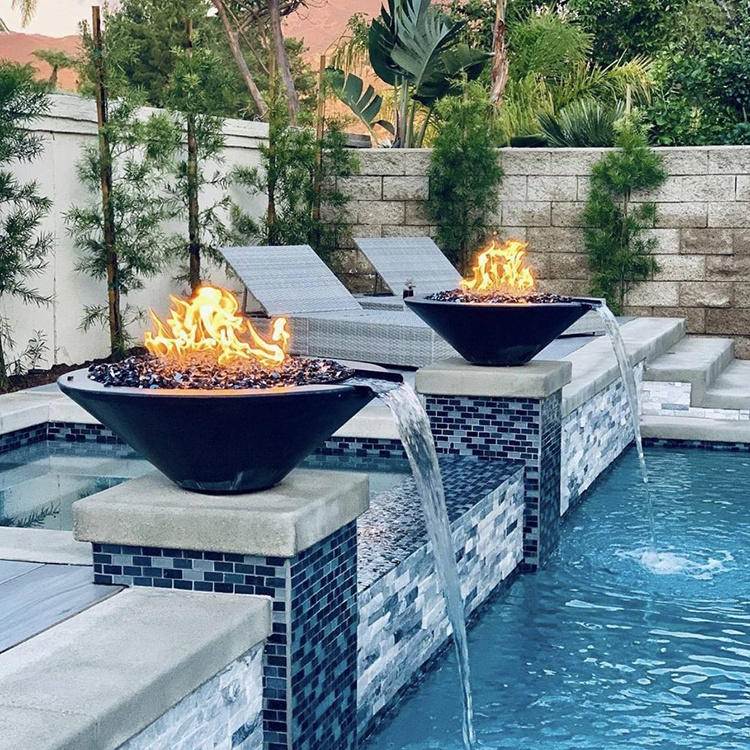 High Quality metal Fire bowl Patio Fire Pit water fountain waterfall for pool corten steel water fountain gas fire pit