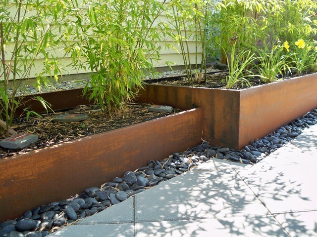 Large decorative flower pots metallic series corten steel planter box corten steel large flower pots