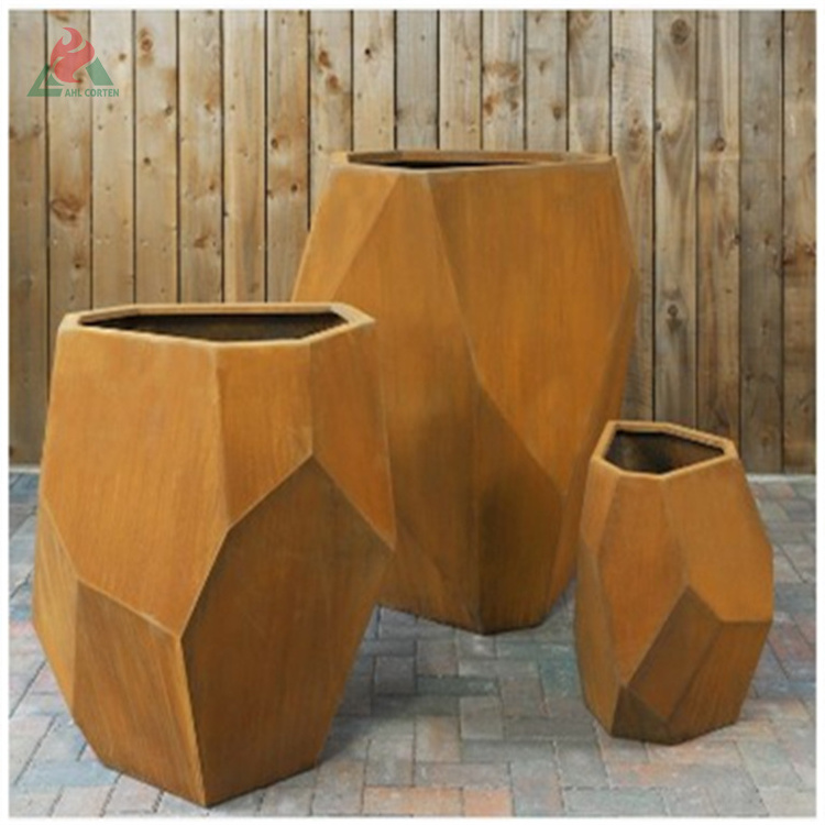 Corten steel sphere outdoor orb metal long box henan planters large planter