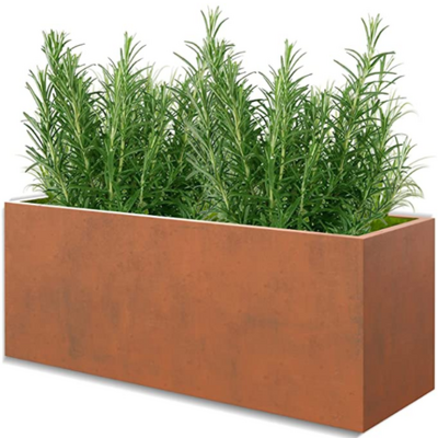 Large decorative flower pots metallic series corten steel planter box corten steel large flower pots