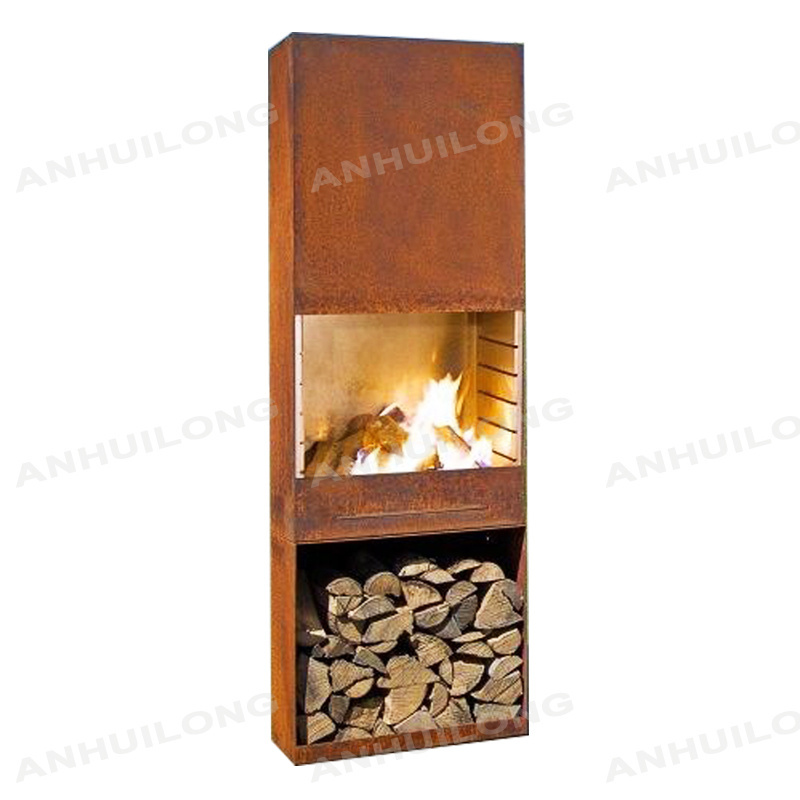 New Wood Burning corten steel Freestanding Outdoor Fireplace with wheels