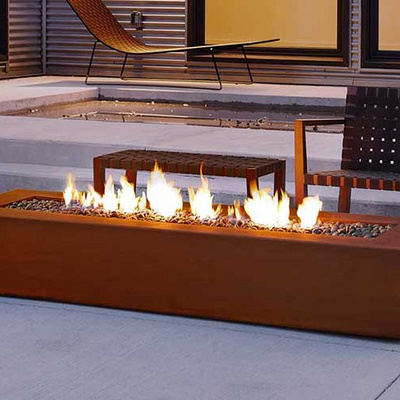 Outdoor Corten Steel Propane Fire Pit Table Gas Firepit