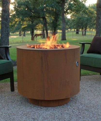 Outdoor Corten Steel Propane Fire Pit Table / Corten Steel Gas Fire Pit