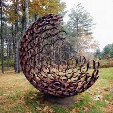 Outdoor Lovely Corten Steel Garden Art Laser Cut Metal Ball Sculptures