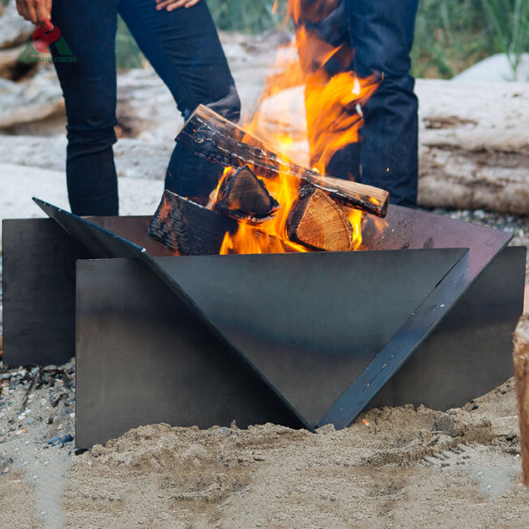 Collapsible corten steel firepit folding wood fired firepit corten steel fire pit