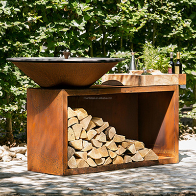 Outdoor Corten Steel Fire Pit BBQ Grill for camping