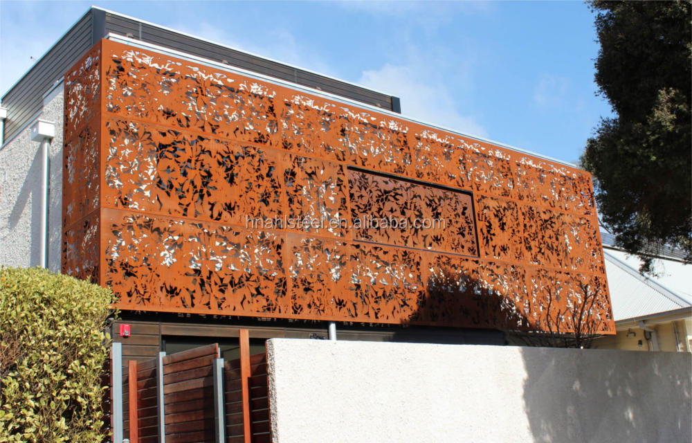 Corten steel laser cut screen room dividers for balconies