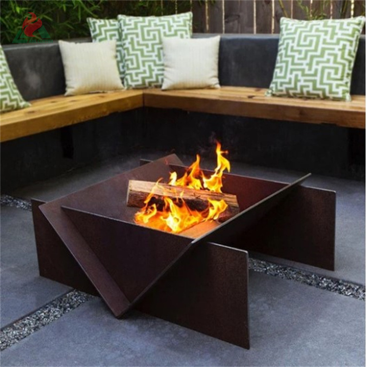 Collapsible corten steel firepit folding wood fired firepit corten steel fire pit