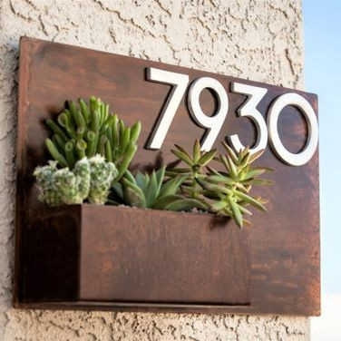 Vertical Corten Steel Garden Wall Hanging Planter Address Planter