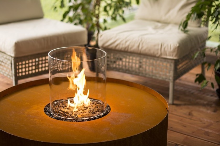 Smokeless corten steel metal square pellet fire pit indoor