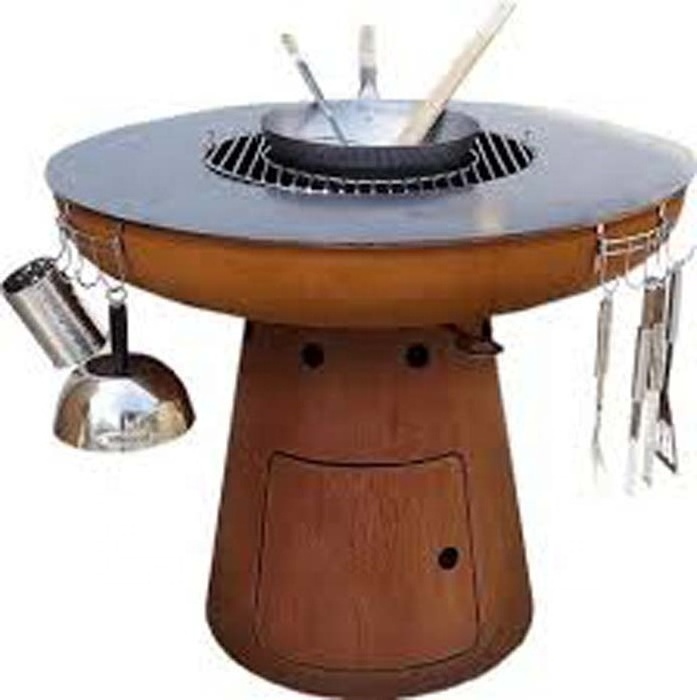 2023 New Trends Durable Outdoor Kitchen Barbecue Grills Corten Steel Barbeque Charcoal Fire Table Durable BBQ Grill