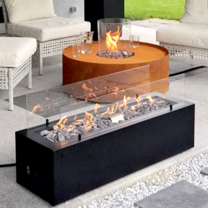 Outdoor patio freestanding metal gas fireplace corten steel propane fire pits for backyard