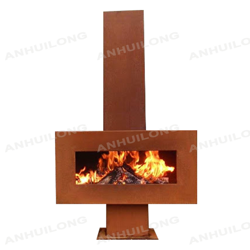 New Wood Burning corten steel Freestanding Outdoor Fireplace with wheels