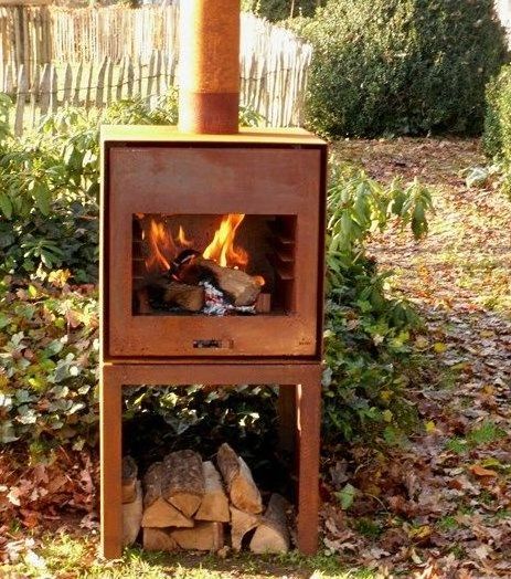 Wood Burning corten steel Freestanding Outdoor Fireplace