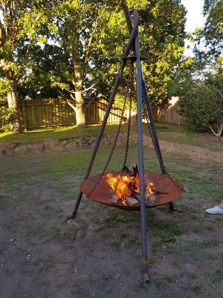 Alibaba top seller corten steel fire pit cauldron with tripod stand