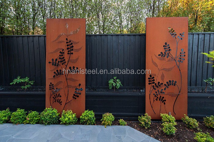 Corten steel laser cut screen room dividers for balconies