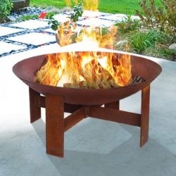 Urban design corten steel metal cauldron fire pit with tripod stand