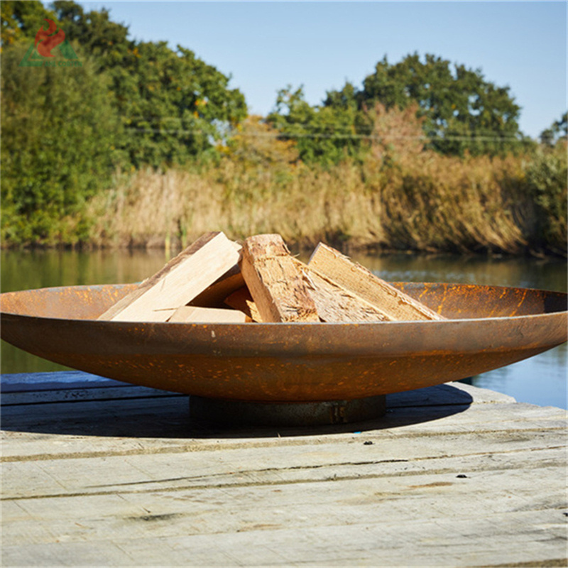 Corten steel camping brazier vertical fireplace garden copper fire pit bowl