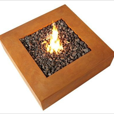 square shape Corten steel gas fire pit  600*600