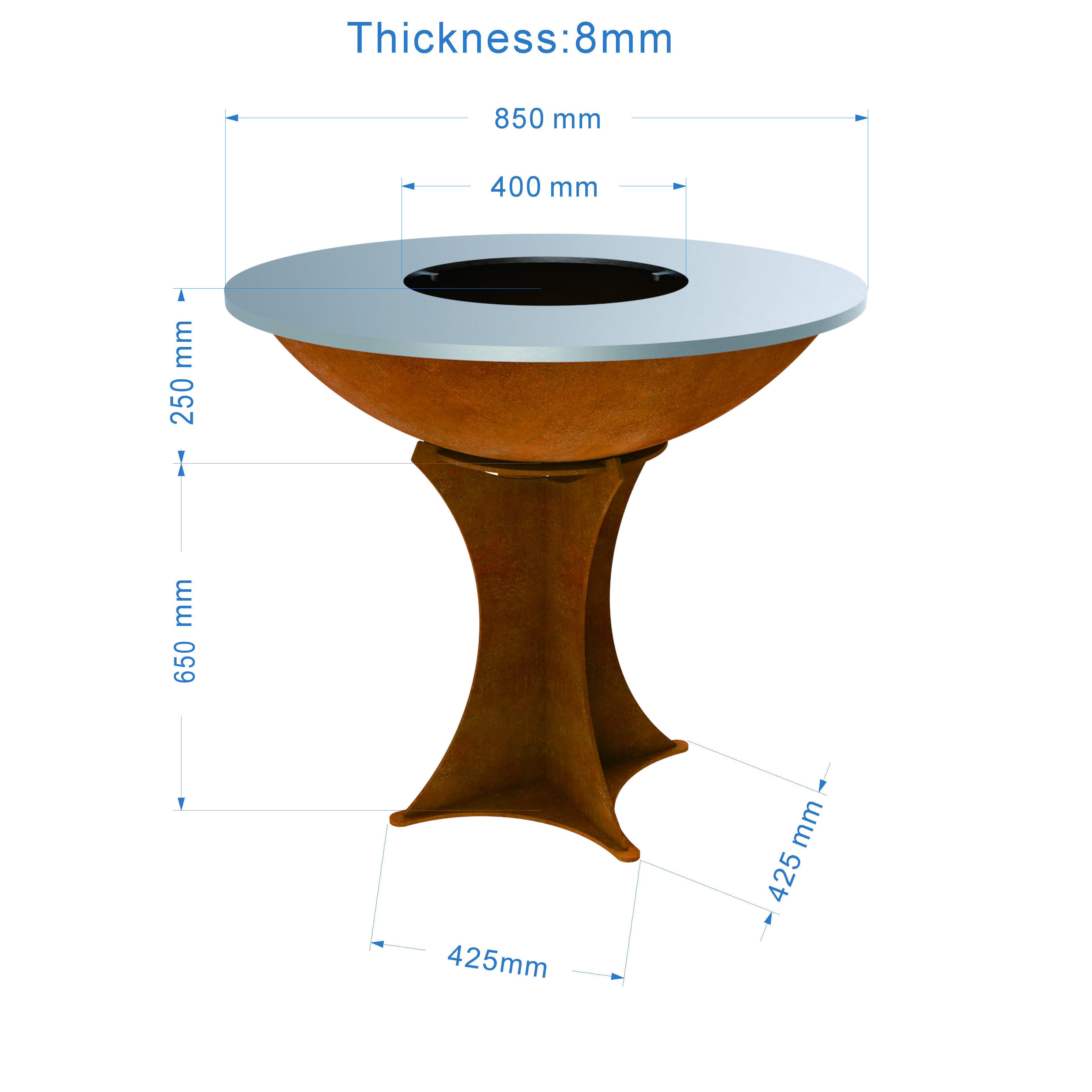 Outdoor corten steel european BBQ grill metal barbecue pit bbq grill outdoor corten steel fire pit