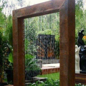 China manufacture corten steel metal rain curtain water feature corten steel contemporary garden water fountain