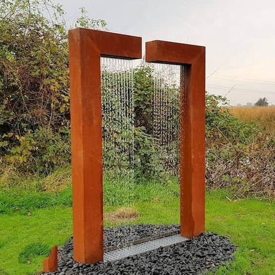 corten steel corten streetel rain curtain water features gardens waterfall fountain